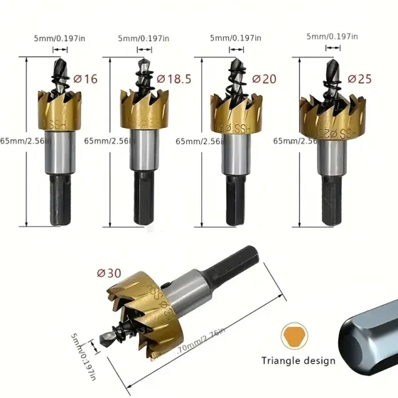 Набор коронок по металлу 5 шт 16–30 мм, HSS сталь, сверла для дрели и электроинструмента Киев