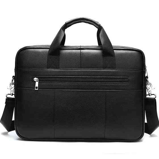 Чоловіча сумка для ноутбука Tiding Bag (39 х 28 х 8 см) портфель із натуральної шкіри Чорний Вінниця