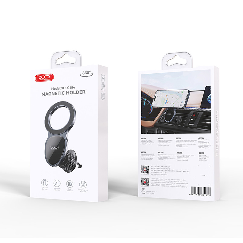 Тримач телефону автомобільний XO C155 Round Drip Magnetic Air Vent чорний Львів - фото 6
