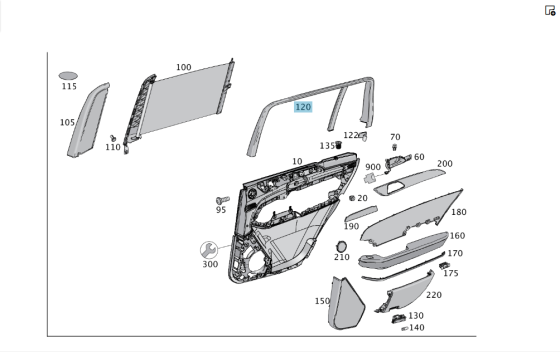 Mercedes-Benz  A1667370580 9051 Обшивка рами вікна задніх лівих дверей чорна GL/GLS X166 Одеса