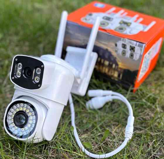 Уличная поворотная Wifi Камера видеонаблюдения с двумя объективами 6MP V380 PRO, Харьков