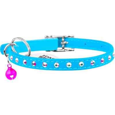 Нашийник для тварин WAUDOG GLAMOUR з резинкою і стразами для кішок (блакитний) (32542) Вінниця