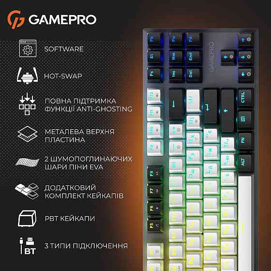 Клавіатура бездротова GamePro Genesis Joker Pro MK124G Pro Gray ( 10283 ) Харьков