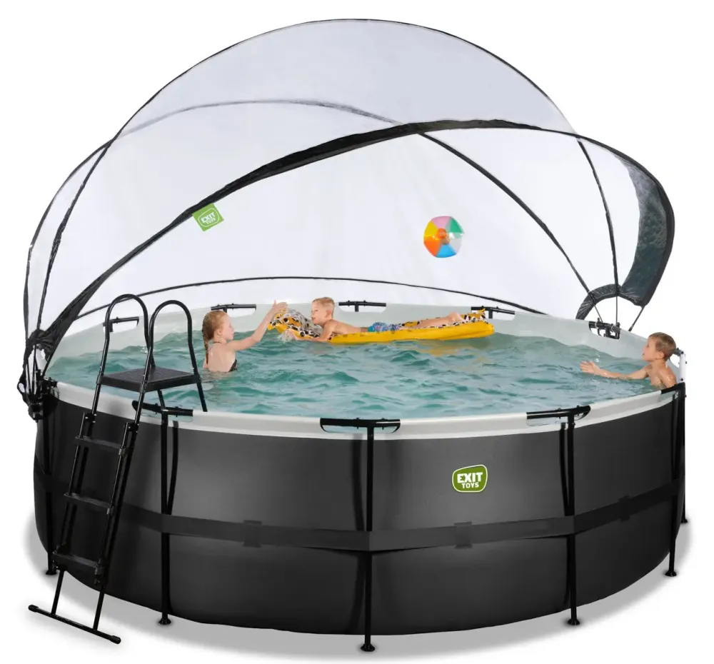 Бассейн EXIT круглый с куполом 427х122 см (песочный фильтр) в цвете black skin Київ - фото 1