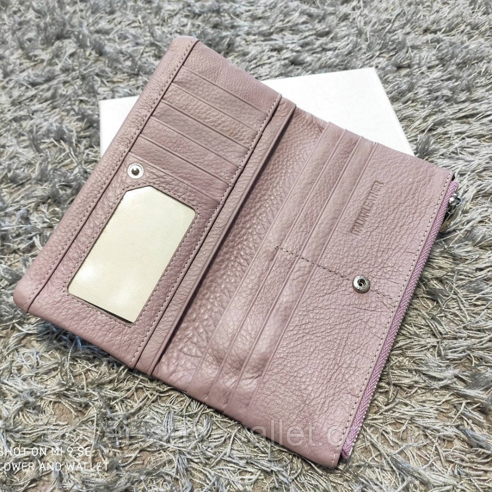 Тонкий пудровий жіночий гаманець купюрник із шкіри ST 009 Київ - фото 2