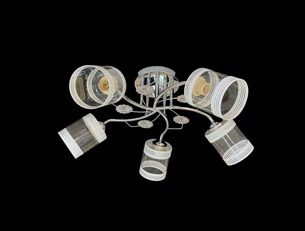 VALESO Люстра стельова класична на 5 плафонів метал та скло VALESO 2408B/5 Хром Коломия - фото 1