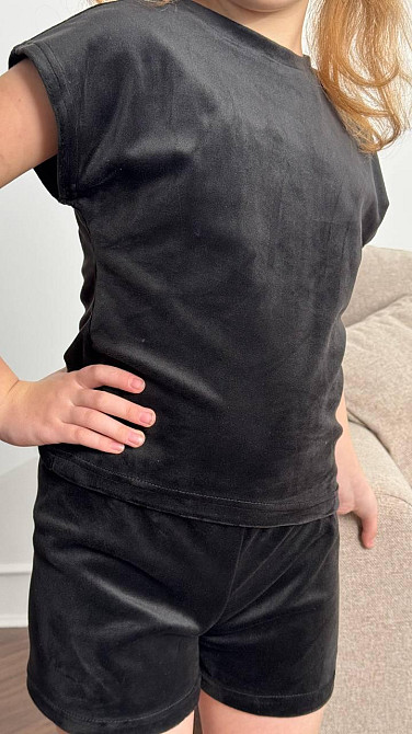 Детская пижама из плюш-велюра Черный 134-140 Харьков - изображение 2