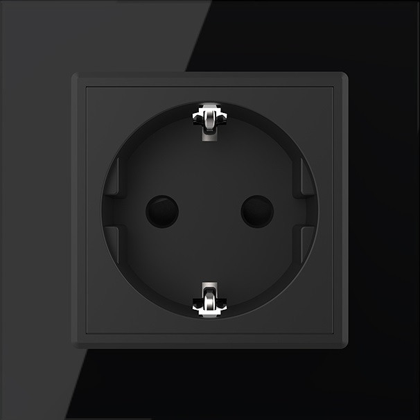 LIVOLO Електрична розетка з заземленням LIVOLO, чорна, скляна матова рамка, шторки, 250В 16А Коломия - фото 7