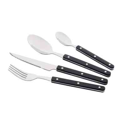 Набор столовых приборов Ardesto Gemini Aosta, 16 приборів, нержавіюча сталь, пластик, чорний (AR1916AS) Винница