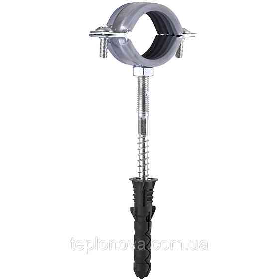 Хомут у зборі CR 1" (32-37 мм) з гвинтом-шурупом 8*80 і дюбелем у уп., сірий Чернівці