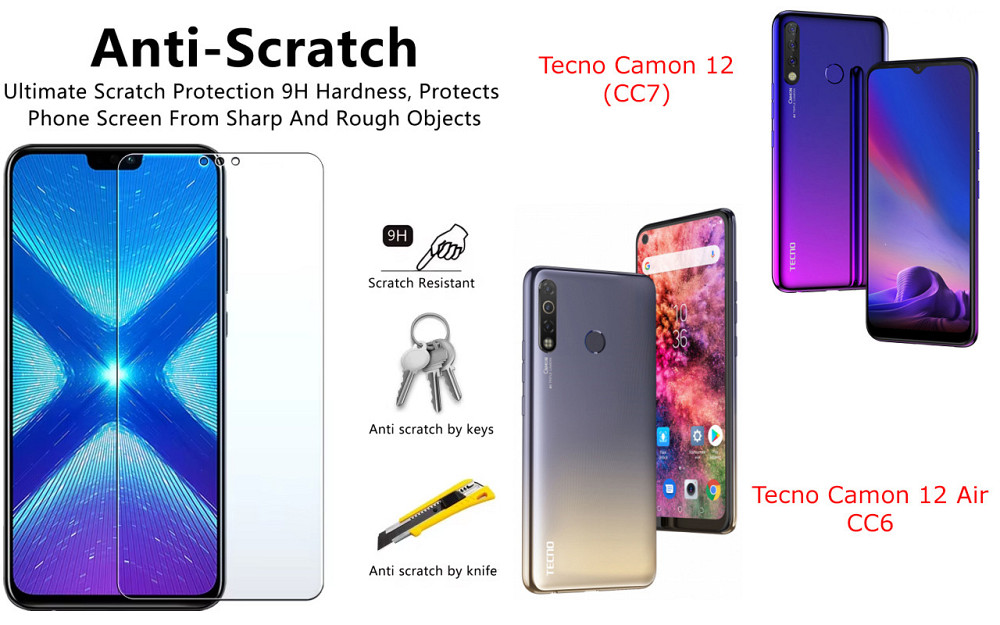 Защитное стекло NeoGlass для Tecno Camon 12 (CC7), Camon 12 Air CC6 – ультрапрозрачное и устойчивое Киев - изображение 1