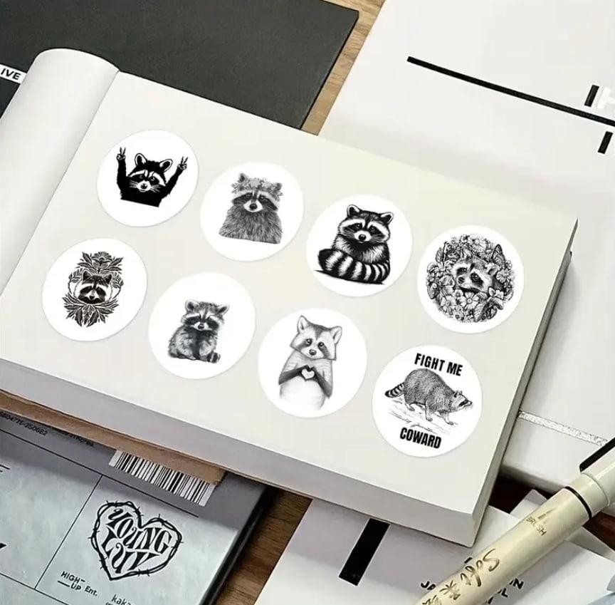 Набор виниловых черно-белых водонепроницаемых наклеек с энотами (8 узоров, 500 шт.) Киев - изображение 2