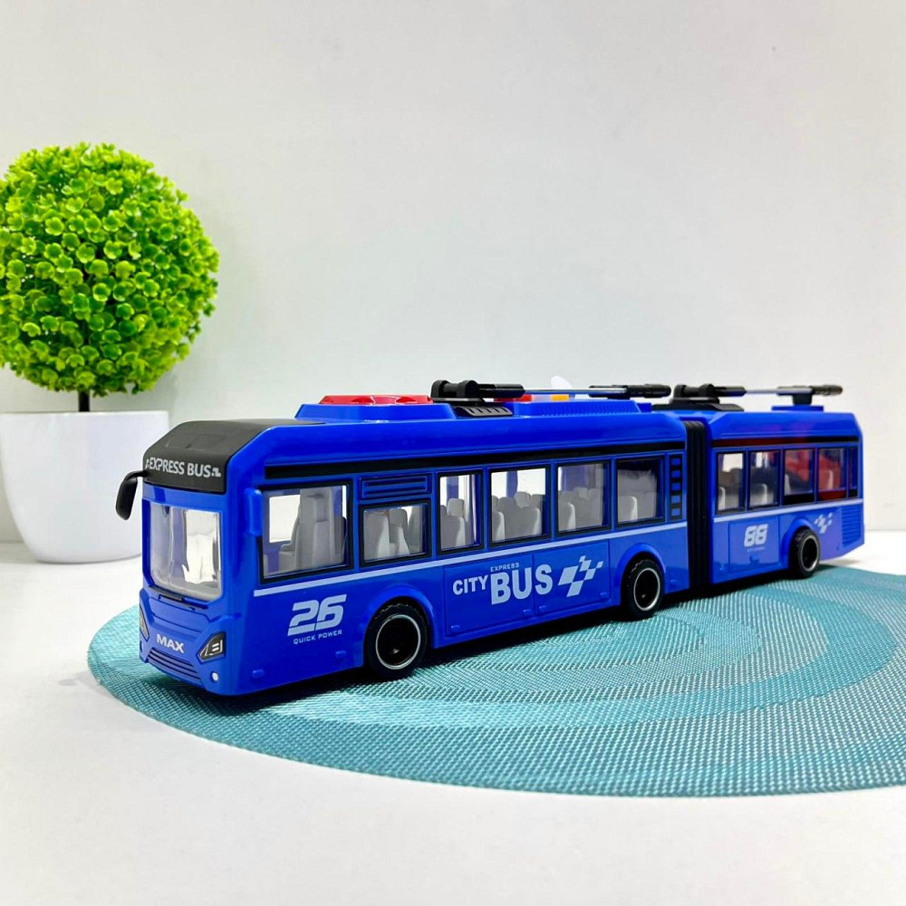 Тролейбус з інерцією підсвічуванням і звуком відчиняються двері Синій (JS163BC) Чернігів - фото 2