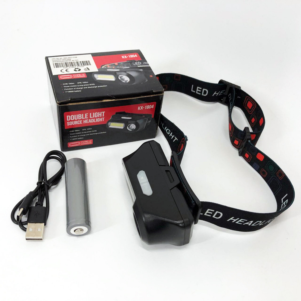 Ліхтар на голову для туристів 1804-XPE+COB, Налобний ліхтарик з захистом від вологи CH-39 Львів - фото 8