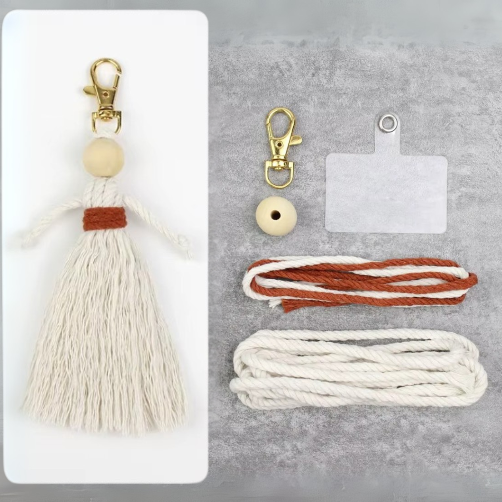 Набор макраме для вязания и рукоделия брелока на сумку,для ключей и аксессуаров 
