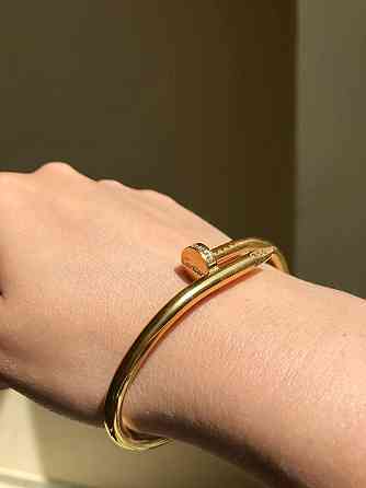 Cartier браслет цвях в лимонному золоті з камінням на капелюсі / цвях браслет із цирконієм на капелюсі Одеса