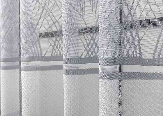 Короткий тюль VR-Textil 1949т Жаккард Белый с серым 300х200 см (42-0883) Киев