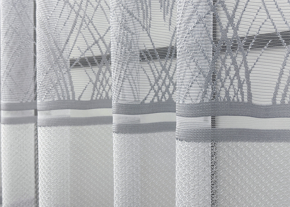 Короткий тюль VR-Textil 1949т Жаккард Белый с серым 300х200 см (42-0883) Киев - изображение 6