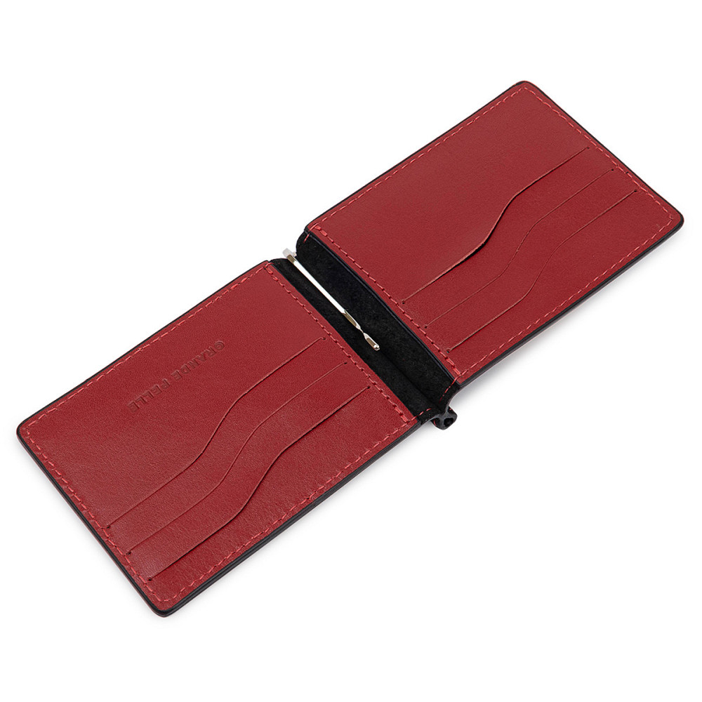 Кожаный стильный зажим для денег унисекс Черный (GRANDE PELLE) Киев - изображение 9