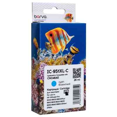Картридж Barva HP 951XL (CN046AE/CN050AE) 1500 c, Cyan (IC-951XL-C) Вінниця
