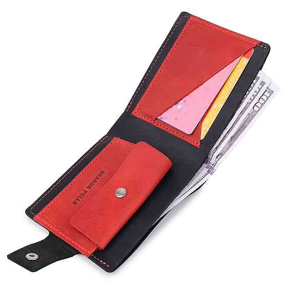 Шкіряне матове портмоне унісекс GRANDE PELLE 11542 Чорний Київ