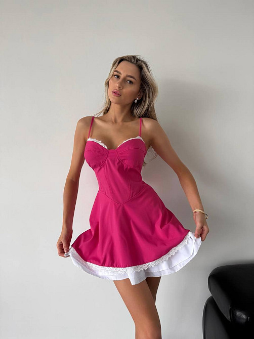 Женское стильное обаяние мини платье бенгалин Розовый, 46/48 Одесса - изображение 7