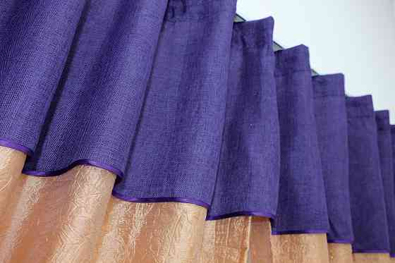 Кухонные шторы VR-Textil № 073к с ламбрекеном и подхватами персиковый с фиолетовым 270х170 см (52-0139) Киев