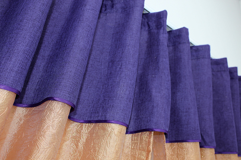 Кухонные шторы VR-Textil № 073к с ламбрекеном и подхватами персиковый с фиолетовым 270х170 см (52-0139) Киев - изображение 5