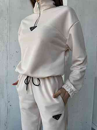 Жіночий повсякденний костюм-двійка: кофта та штани двохнитка-петля Беж, 54/56 Одеса