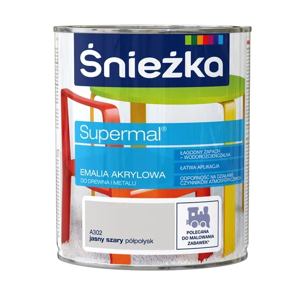 Фарба Sniezka Supermal акрилова світло-сірий, напівгл. А302 800 мл Киев - изображение 2