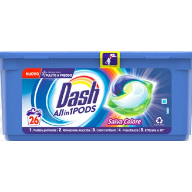 Капсулы для стирки цветного белья Dash All in 1 Pods Salva Colore, 26 капсул Львов - изображение 1