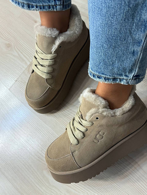 Ботинки женские Hengji 278-5 натуральная замша в стиле угги утепленные короткие бежевые, 38, 24 см Киев - изображение 8