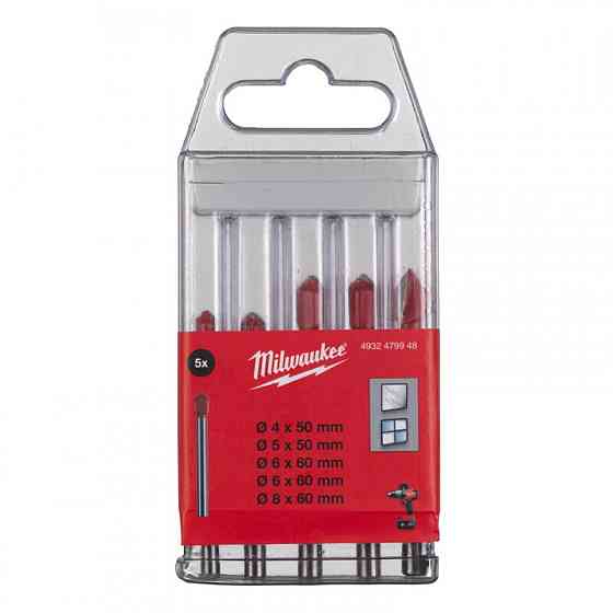 Набір свердел для скла та плитки GENII MILWAUKEE (4/5/6/6/8 мм) (5 шт.) Коломия