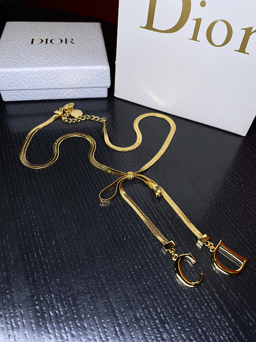Підвіска-бант і сережки Діор з червоними вставками, позолота 18 К (можна окремо) Одеса - фото 4