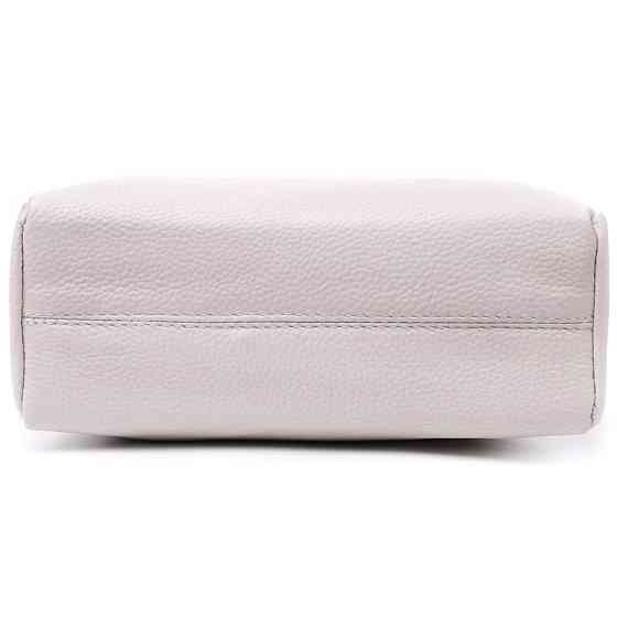 Интересная женская кожаная сумка из стильным бегунком Vintage 22653 Белая Киев