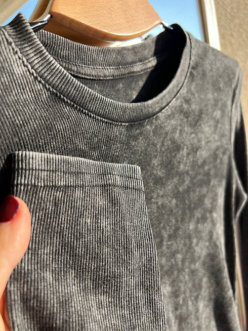 Реглан женский A-N 2747 в рубчик вареный лонгслив one size, черный, one size Одесса - изображение 5