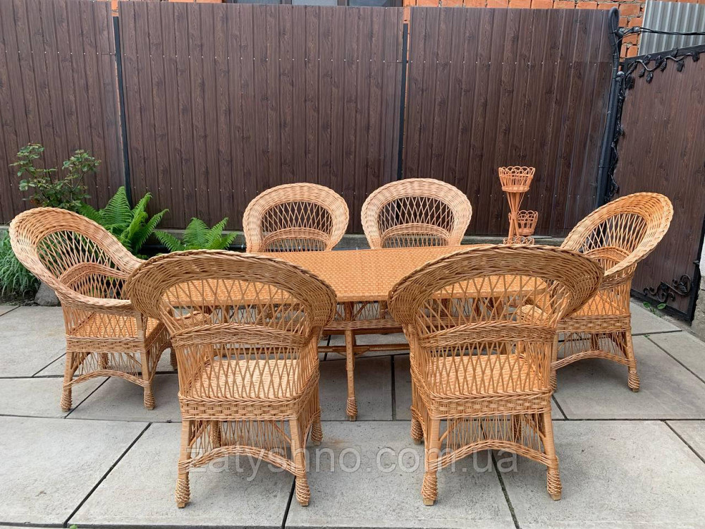 Комплект меблів із лози з великим столом Київ - фото 6
