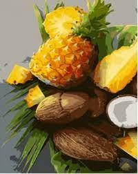 Набір для розпису по номерах Ананас та кокос Strateg розміром 40х50 см (GS1294), шт Київ - фото 1