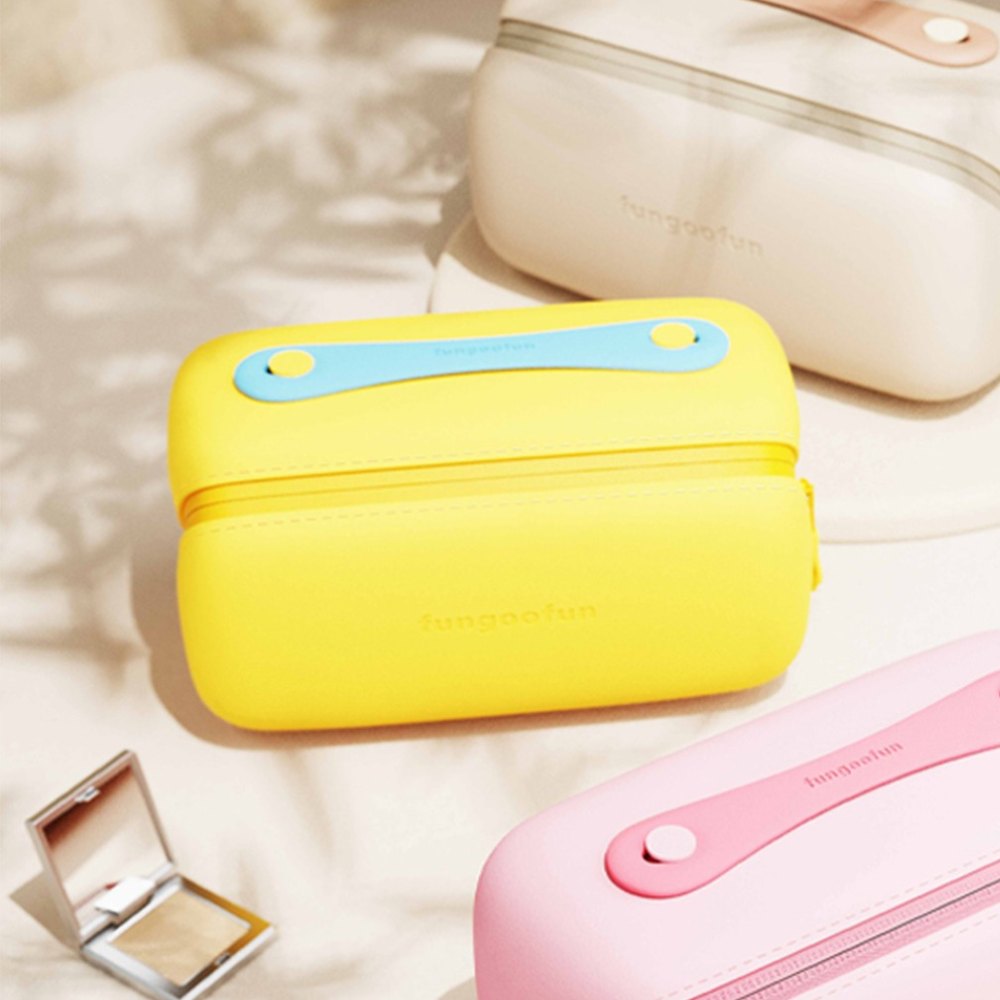Косметичка силиконовая,дорожняя Fungoofun для аксессуаров в ваную и душ,водонепроницаемая на молнии,желтая Каменец-Подольский - изображение 5