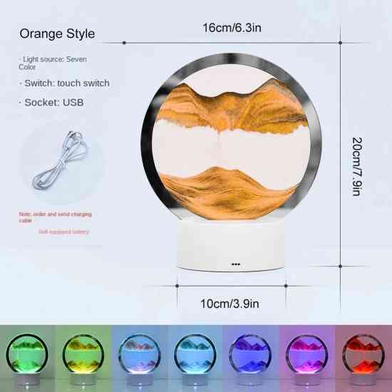 Ночник 3D зыбучие пески с Led подсветкой 7 режимов золотой песок Винница