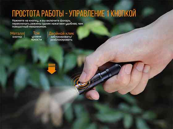 Ручной мини фонарик Fenix E05R 400лм Micro-USB (Зеленый) Винница