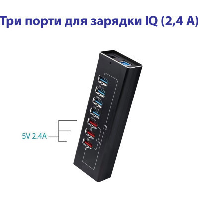 Концентратор ST-Lab 4*USB3.0 data ports + 3*2.4А charge with Power Adaptor metal (DM-UH-P407) Вінниця - фото 3