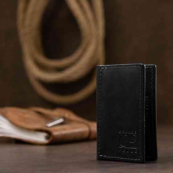 Кожаный компактный картхолдер GRANDE PELLE 11397 Черный Киев
