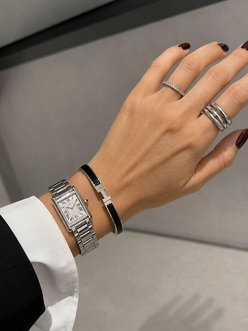 Браслет Hermes жіночий жорсткий — чорна емаль, покриття білим, рожевим або лимонним золотом, розм. 16-17 Одеса - фото 4