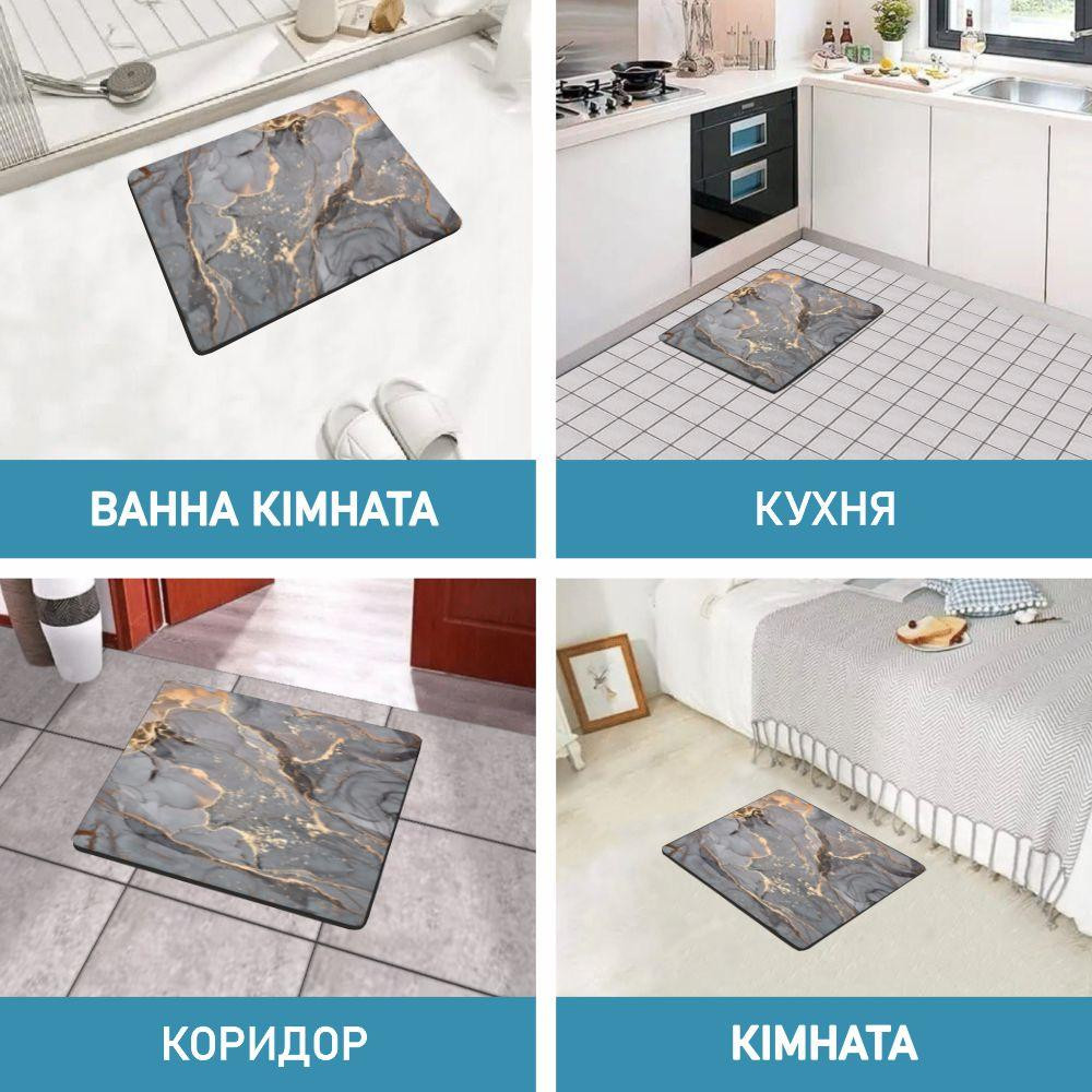 Суперпоглинаючий Діатомітовий Килимок Aquarius для ванної 40 х 60 см Сірий Мармур Буча - фото 8