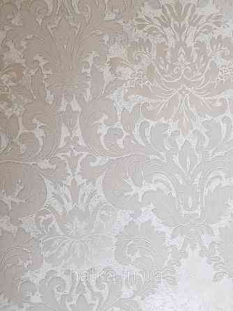 Шпалери метрові вінілові на флізелін Marburg Villa Romana класичні вензелі завитки бежеві білі срібло Київ