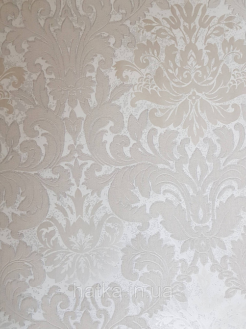 Шпалери метрові вінілові на флізелін Marburg Villa Romana класичні вензелі завитки бежеві білі срібло Київ - фото 2