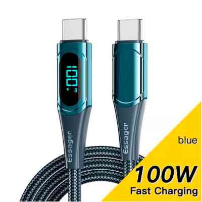 Дата кабель USB-C to USB-C 2.0m 100W Digital Display blue Essager (ES-XCTT1-YDA03) Винница
