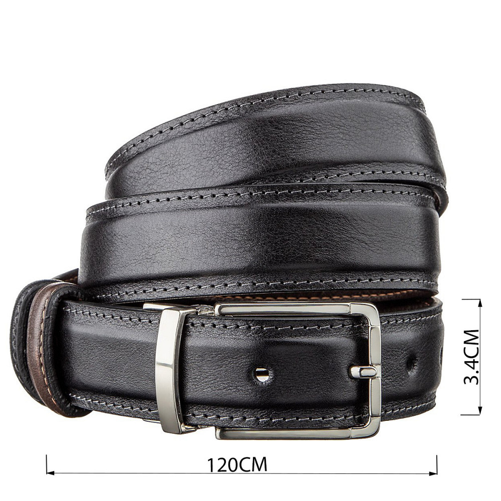 Ремень брючный двусторонний мужской Grande Pelle 11155 Коричневый и Черный Киев - изображение 9