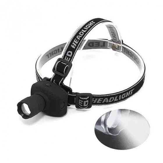 Тактичний налобний ліхтар із зумом BIGEM BM-005 дальністю 100м на батарейках, три режими роботи Кам'янець-Подільський